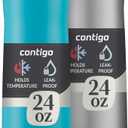 Contigo Cortland Chill 2.0 Vacuum-Insulated Stainless Steel Water Bottle Spill-Proof Lid Preserves Temperature for Hours 24oz 2-Pack Juniper & Dragon fruit Ideal for Travel and Daily Use