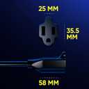 Maximm Cable 15 Feet 360 Rotating Flat Plug Extension Cord/Wire, 3 Prong Grounded Wire 16 Awg Power Cord - Black UL Certified