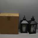 Lanterns Decorative Indoor, 2 Pack Black Decorative Flameless Candle Lanterns with Timer, Vintage 14" Waterproof Hanging Outdoor Lanterns, Battery Operated for Porch, Patio, Wedding Decor