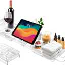 Expandable Bathtub Tray Caddy, Clear Bath Tray for Tub for Bath Relaxing, Foldable Bath Table Trays, Bathtub & Bathroom Accessories for Women Gift, Anniversary or Wedding Gifts, New Home (Transparent)