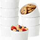 12 OZ Ramekin Bowls,WERTIOO 8 PCS Ramekins for for Baking and Cooking, Oven Safe Sleek Porcelain Ramikins for Pudding, Creme Brulee, Custard Cups