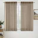 MIULEE Taupe Grey Linen Curtains 45 Inch Length 2 Panels for Bedroom Living Room, Soft Linen Textured Window Drapes Semi Sheer Light Filtering Back Tab Rod Pocket Farmhouse Modern Burlap Look Decor
