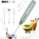 Milk Frother Handheld Rechargeable, Frother Wand Drink Mixer Electric Whisk for Coffee, Detachable With 3 Stainless Whisks, Hand Mixer for Lattes, Cappuccino, Matcha, No Stand, Sage Green