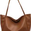 Large Vegan Leather Weekender Bag - Women's Shopper Handbag (Khaki)