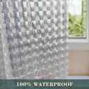 No Hook Shower Curtain or Liner - 8G Heavy Duty Grid Bathroom Shower Curtain No Hooks Required, Waterproof Plastic & PVC Free, Standard Size 71 x 74, Square