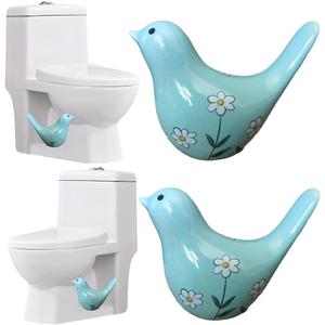 2PCS Toilet Bolt Covers Decorative, Cute Bird Toilet Screw Cover Caps, Ceramic Toilet Bolt Caps Decorative, Funny Bathroom Accessories, No Tools Easy Installation Bathroom Decor (Blue)