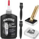 Premium Clipper Lubricating Oil 4.05oz/120ml for Clippers Blade Corrosion & Trimmers, Groomers, Hair Clipper Oil with 2 x Clean Brushes and 1 x Quick Lubrication Box for Barber & Home Use and Gift
