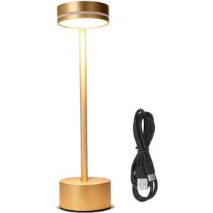 Cordless Table Lamps, 3 Color Rechargeable Lamps Dimmable Touch Bedside Lamp Battery Operated Lamp for Bedroom, Dining Room (Gold)