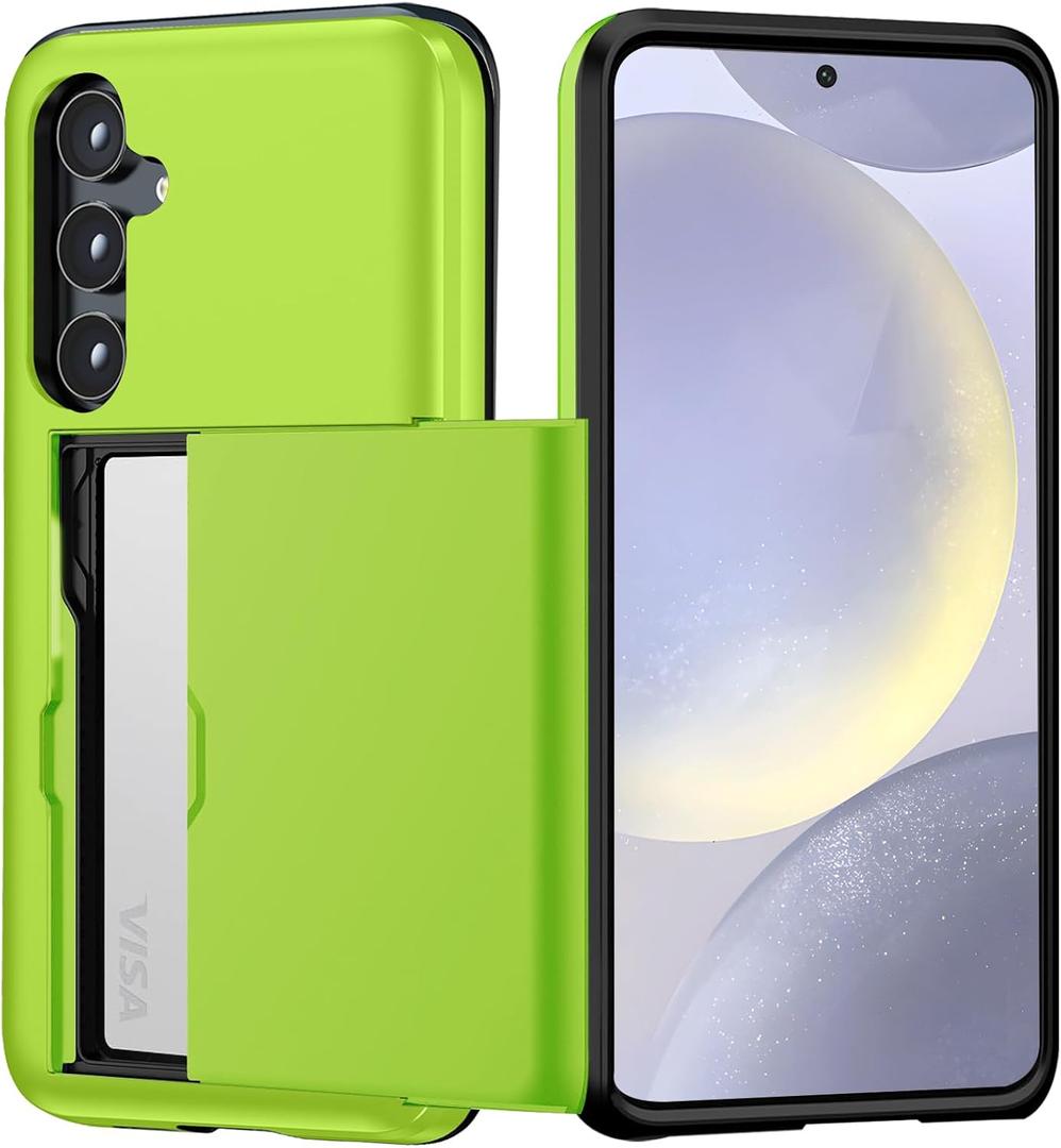 for Samsung Galaxy S24 Wallet Case with Card Holder, Dual Layer Heavy Duty Protective Shockproof Hidden Card Slot Slim Wallet Case for Samsung S24 5G 6.2 inch (Light Green)