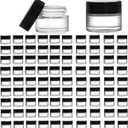 90 Pack 5ml Glass Lip Balm Containers, Small Empty Cosmetic Sample Jars with Lids, Refillable Clear Airtight Glass Jars for Skincare, Lotion, Cream, Wax, Travelling, Retail Store