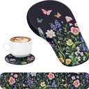 EYROZILL 3 in 1 Ergonomic Mousepad with Wrist Rest, Gaming Keyboard Mouse Pad with Wrist Support Non-Slip Base Massage Design, Pain Relief (Butterfly)