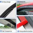 Window Rain Guard Compatible with 2011-2016 Honda CR-Z, 2pcs JDM 3D Wavy MU Style Window Visors Outside Mount Type Dark Smoke Tint Tape-On Side Sun Guards Set of 2