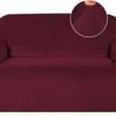 Turquoize Velvet Loveseat Covers Stretch Love Seat Couch Covers for 2 Cushion Couch Velvet Sofa Cover with Non Slip Elastic Bottom Furniture Cover Crafted from Soft Fabric (Loveseat, Burgundy)