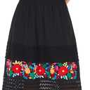 YZXDORWJ Women Mexican Dress Floral Embroidered Peasant Casual Sexy Lace Off-Shoulder Long Maxi Wedding Dress (XXXL, 348BK)