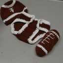 Jastore Baby Photography Props Football Cap Newborn Boy Girl Photo Shoot Outfits Crochet Costume Infant Knitted Hat Sets (One Size, Brown)