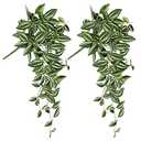 DILATATA Fake Hanging Plants Artificial Hanging Plants 26" Faux Wandering Jew Hanging Leaves Plants for Wall Shelf Home Indoor Outdoor Decor - 2 Pack