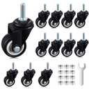 BBTO 12 Pack 1.5 Inch Swivel Caster Wheels PU 360 Degree Threaded Stem Caster Wheel M8 x 25mm, 330lb Total Load Capacity, for Handcarts, Furniture, Flatbed Carts, Workbenches, Small Equipment