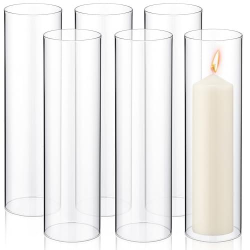 Yaomiao 4 Pcs Hurricane Glass Candle Holders Sleeve Open Ended Glass Bottomless Candle Cover Cylinder Hurricane Clear Chimney Shade Tube Cover for Baby Shower Wedding Party(3 x 10 Inch) Yaomiao 4 Pcs Hurricane Glass Candle Holders Sleeve Open Ended Glass Bottomless Candle Cover Cylinder Hurricane Clear Chimney Shade Tube Cover for Baby Shower Wedding Party(3 x 10 Inch)