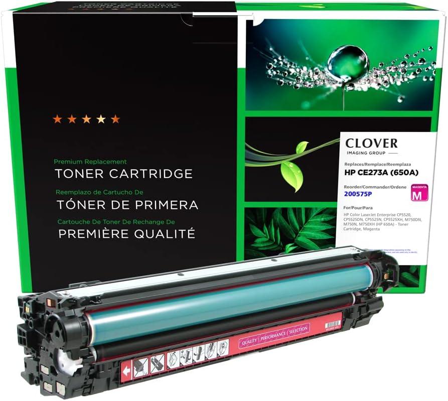 Clover Remanufactured Toner Cartridge Replacement for HP CE273A (HP 650A) | Magenta (15,000, Magenta)