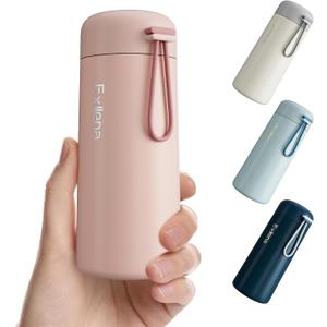 8 oz Water Bottles Made of 304 Stainless Steel, Small Water Bottles Double Wall Vacuum Insulation for Hot&Cold Drinks, Water Bottle Purse with Carry Handle - 100% Leakproof(Pink)
