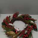 Huashen Spring Winter Front Door Wreath 24 Inch Winter Wreaths for Front Door with Pine Cones and Red Berries, PU Magnolia Christmas Wreaths Perfect for Indoor or Outdoor Decor Thanksgiving Dcor (Red Green Brown)