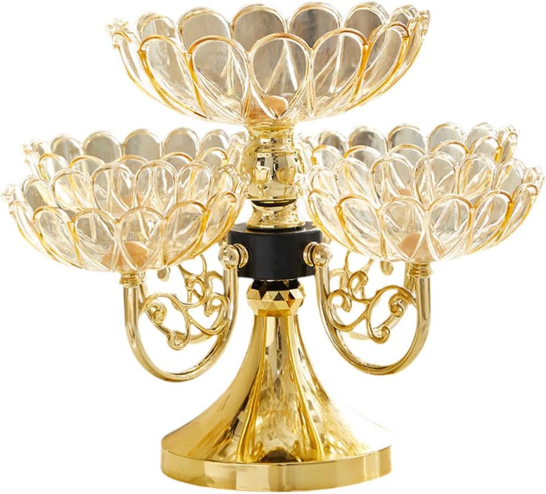 Rotating Snack Serving Tray Flower Shape Appetizer Platter Food Storage Organizer Fruit Plate for Wedding Candy Chip Fruits