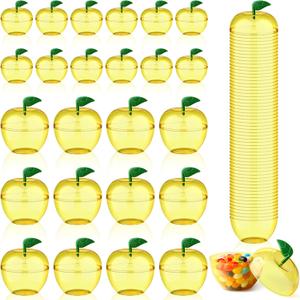 Menkxi 24 Pcs Apple Containers Plastic Apples Shaped Candy Jars Gift Filling Containers Teacher Appreciation Gift Classroom Decoration Ornaments Supplies(Yellow)