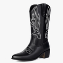 Gicoiz Women Cowboy Pointed Toe Mid Calf Embroidered Boots, 12