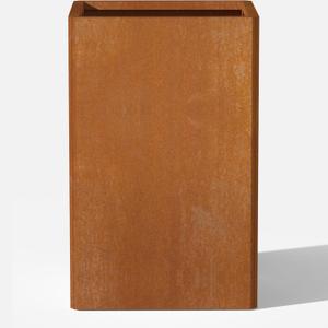 26" Tall Cor ten Planter, 14x14 Inch Large Weathering Steel Planter Box for Indoor & Outdoor Plants, with Drainage Holes & Internal Divider, Heavy Duty Rusted Metal Flower Pot for Patio, DIY Assembly (Rusty)