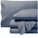 Bare Home Flannel Sheet Set 100% Cotton, Velvety Soft Heavyweight - Double Brushed Flannel - Deep Pocket (Queen, Heathered Indigo)