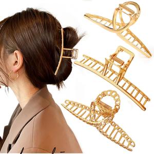 3 PCS Metal Large Hair Claw Clips for Thick Heavy Hair, Big Non-Slip Hair Catch Barrette Jaw Clamp, Strong Hold Claw Barrettes for Long Hair, Fashion Hair Styling Accessories for Women Girls