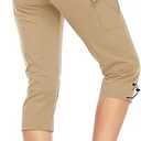 GymBrave Women's Hiking Cargo Pants Quick Dry Outdoor Camping Capris Water Resistant UPF 50 with Zipper Pockets (Large,  Khaki)