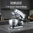 Stainless Steel Stand Mixer, 6-Speed Tilt-Head Mixer with 700W Powerful Motor, 7.4QT Large Capacity Bowl, Electric Kitchen Mixer with Dough Hook, Beater, Whisk for Baking & Dough Making