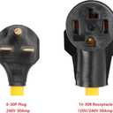 ONETAK NEMA 6-30P to 14-30R 240V 30 Amp 3 Prong Male Plug to 4 Prong Female Receptacle Generator Welder Dryer EV Charger Power Cord Adapter Connector