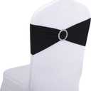 Peomeise 50pcs Black Spandex Chair Sashes with Buckle Slider for Wedding, Party Decoration