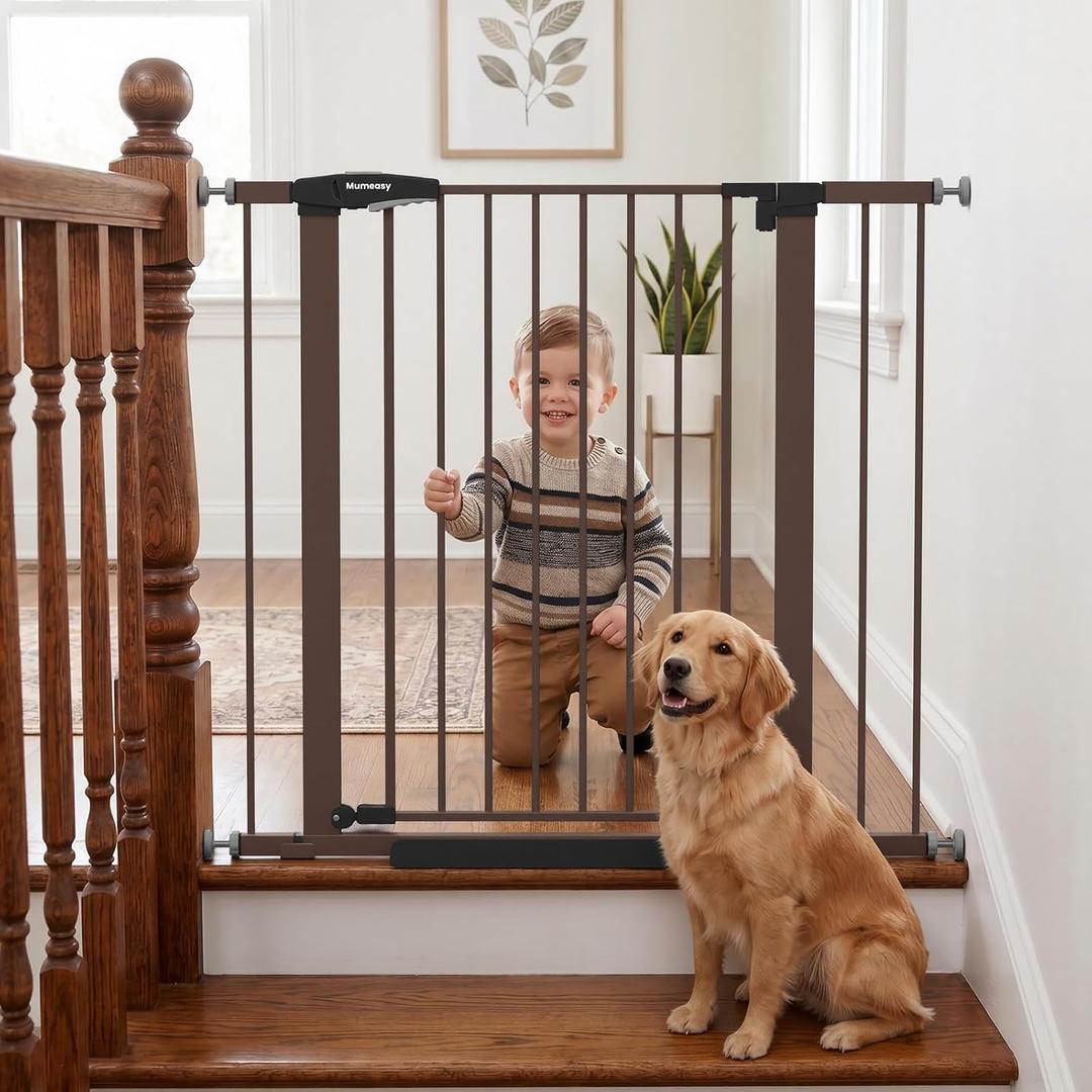 Mumeasy 36" High Extra Tall Dog Gate, 29.7"-40.5" Wide Pressure Mounted Tall Baby Gate for Dog, Auto Close Pet Gate with Door for Stairs,Doorways,House,Black