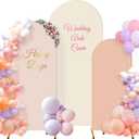 Buryeah Set of 3 Wedding Arch Covers Stretchy Backdrop 7.2ft, 6.6ft, 6ft Spandex Fitted 2 Sided Arch Cover Stretchy for Party Decor, No Frame(Cream, Pink, Nude)