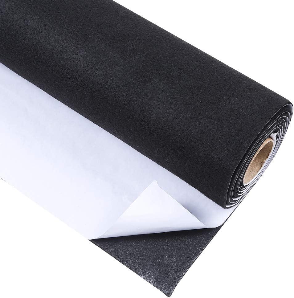 Caydo 78.7" x 17.7" Extra Large Black Adhesive Felt Shelf Liner Black Backed Adhesive Felt Roll for DIY Projects Costume, Jewelry Drawer Craft Fabric Peel Stick