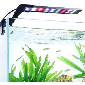 AQQA Aquarium Clip On Light,Fish Tank Full Spectrum LED Light, 24/7 Sunrise Sunrise Mode+10 Adjustable Brightness Levels+Detachable Bracket+RGB LEDs + USB and Adapter, for Freshwater (8W)