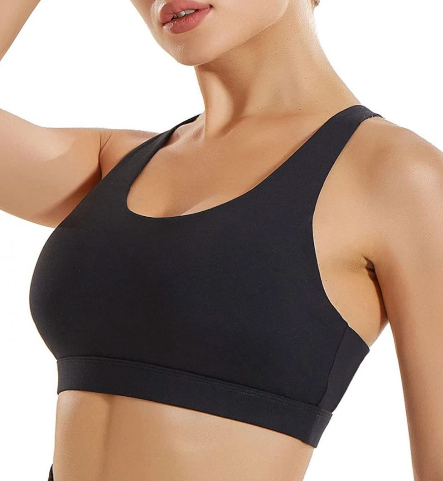 RUNNING GIRL Sports Bra for Women, Criss-Cross Back Padded Strappy Sports Bra Medium Dark Purple