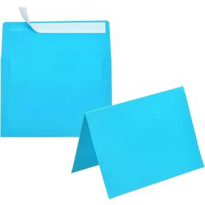 PATIKIL 50Pack Lake Blue 5x7 Blank Cards and Envelopes, Self Seal A7 Envelopes with Folded Cardstock Small for Greeting Cards Wedding Greeting Birthday Invitations Letter Mailing