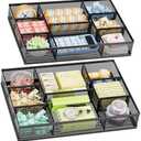 Marbrasse Single Pack Desk Drawer Organizer, Mesh Drawer Organizer Tray with 8 Adjustable Compartments, Desk Organizers and Accessories, 5 Dividers Drawer for Office Supplies, Makeup & Vanity (Black)