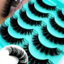HBZGTLAD Cat eye Eyelashes 3D Natural False Lashes D Curl Fluffy Soft Cross 5 pairs Manga Lashes Wispy Natural Eyelash Extension Makeup (LM37)