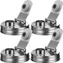 Mason Jar Pour Spout Lid Stainless Steel, Regular Mouth Pour Spout Flip Cap Lids for Mason Jars, Anticracking Leak Proof Seal Cover Airtight for Drinking Salad Dressing & Food Storing(4PCS)