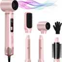5 in 1 Hair Styler for Woman with LEDAir Curling Wrap, Drying, Curling, Straightening & Volumizing, Hot Air Curler Dryer Brush Tool Set, Curl Styling Tools - Blush
