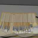 Paint Brushes Set of 24 Pieces Wooden Handles Brushes with Canvas Brush Case, Professional for Oil, Acrylic and Watercolor Painting (Large)