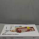 Wireless Keyboard and Mouse Combo, Retro Round Keycaps, Full-Size Cute Typewriter Keyboard with Large Phone/Tablet Holder, Auto-Sleep, 2.4GHz Cordless Connection for Windows/PC/Laptop (Camellia Rose)