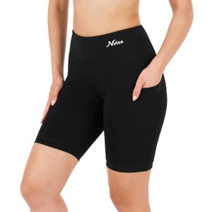 Nirlon Biker Shorts with Pockets - Biker Shorts Women Workout Shorts for Gym & Yoga Shorts for Women Plus Size Biker Shorts (12, Black)