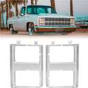 HECASA Pair Headlight Bezel Compatible with 1985-1988 Chevy Chevrolet GMC C/K/R/V Series Truck Blazer Jimmy Replacement for GM2512126 GM2513126 Headlamp Trim Cover Silver Driver & Passenger Side