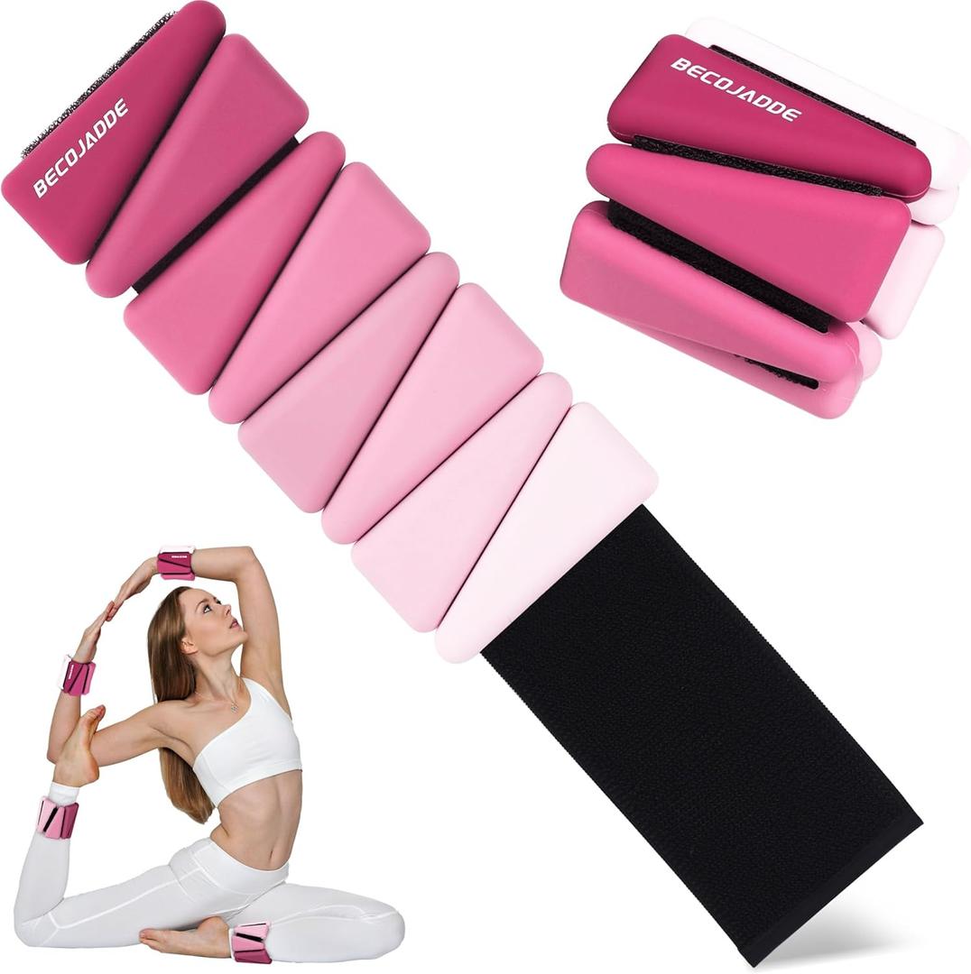 Ankle Weights for Women Wrist Weights Set of 2 (1 lb/2 lbs Each) Adjustable Arm Leg Weight for Womens Men Suitable for Walking Swimming Running Pilates Yoga Gym (Pink)